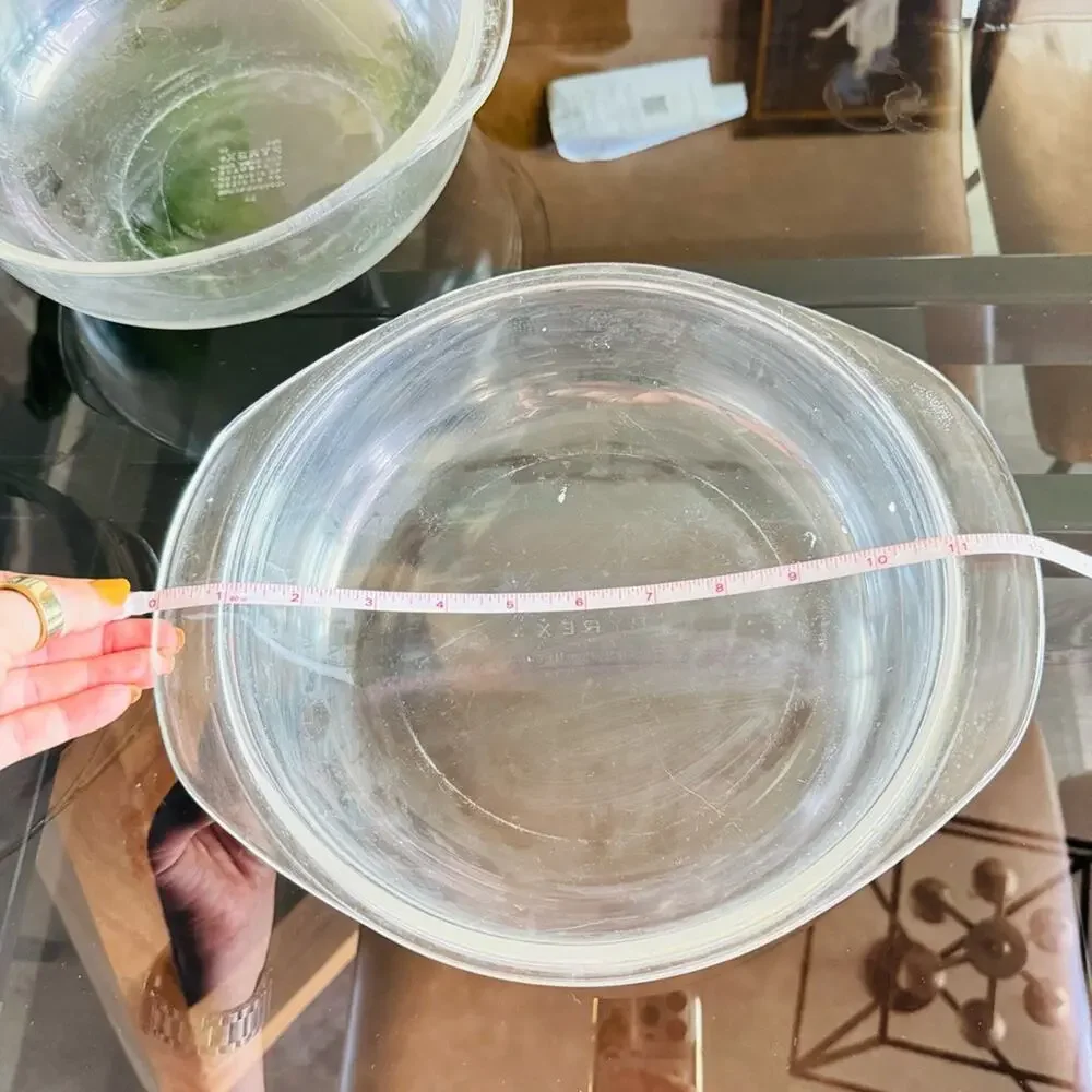3 VINTAGE PYREX Clear Glass Casserole Mixing Bowl Baking Dish Cookware USA